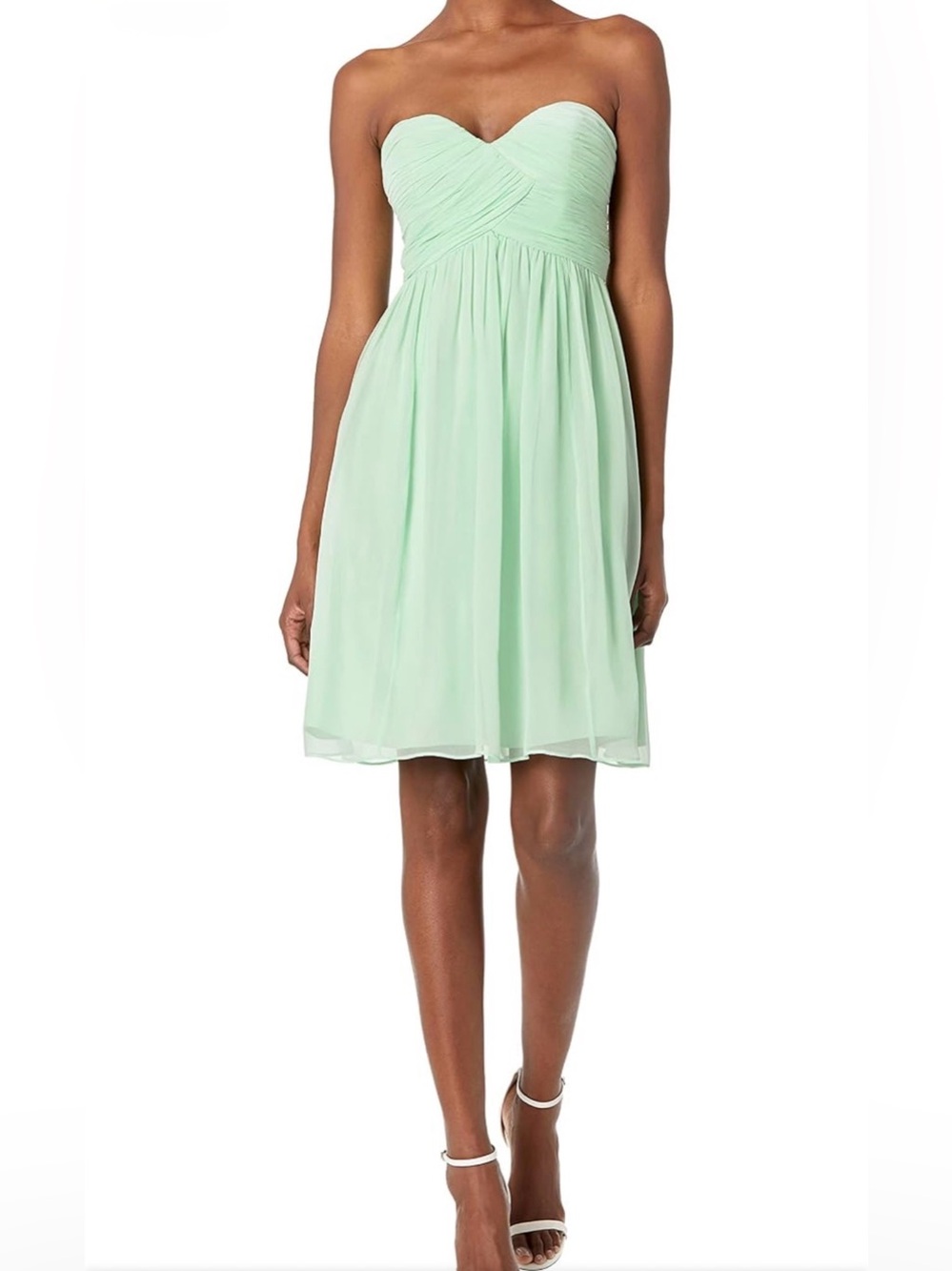 Bill Levkoff Mint Sage Green Strapless Pleated Chiffon Bridesmaid Dress 10